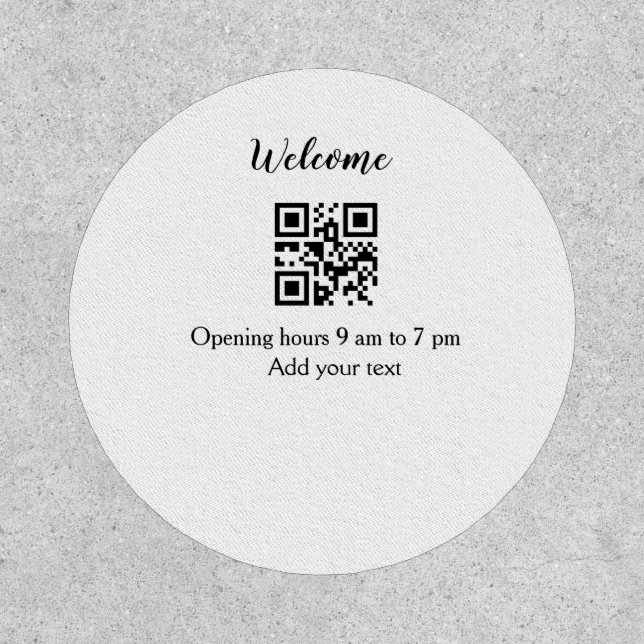 Simple welcome opening welcome barcode QR add name Patch (Front)