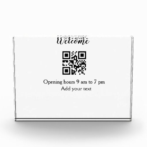 Simple welcome opening welcome barcode QR add name Photo Block