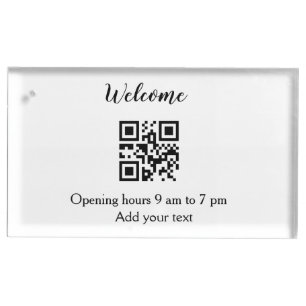 Simple welcome opening welcome barcode QR add name Place Card Holder