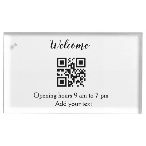 Simple welcome opening welcome barcode QR add name Place Card Holder
