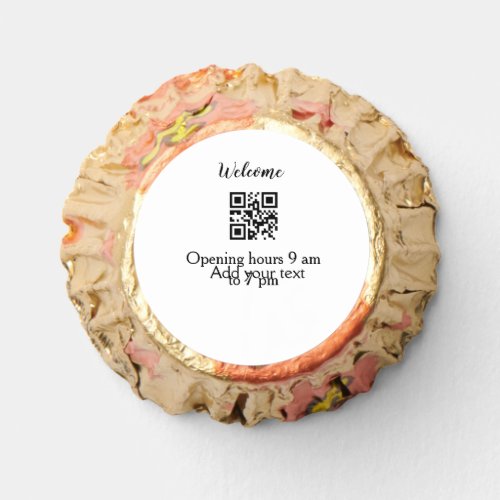 Simple welcome opening welcome barcode QR add name Reeses Peanut Butter Cups