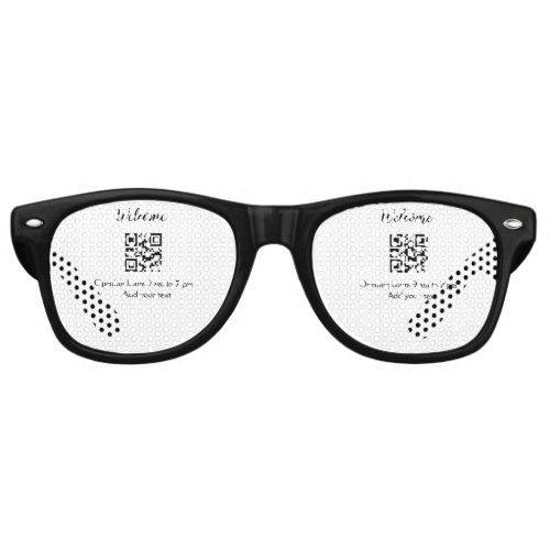 Simple welcome opening welcome barcode QR add name Retro Sunglasses