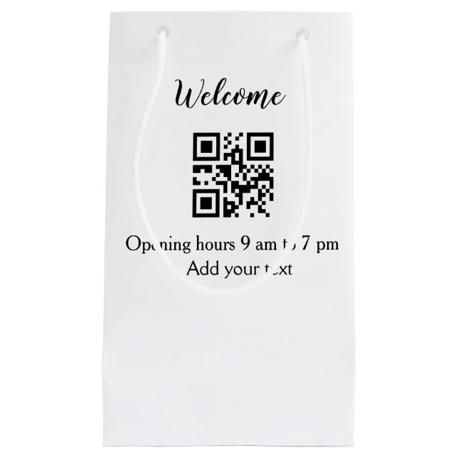 Simple welcome opening welcome barcode QR add name Small Gift Bag (Front)