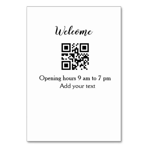 Simple welcome opening welcome barcode QR add name Table Number