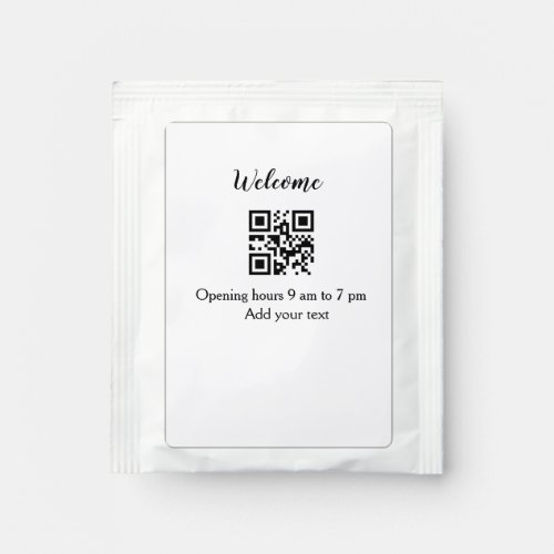 Simple welcome opening welcome barcode QR add name Tea Bag Drink Mix