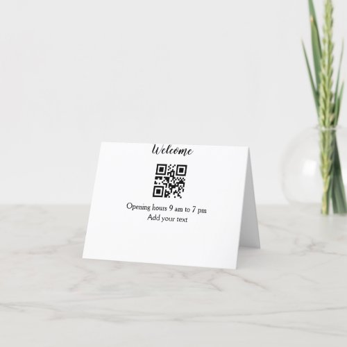 Simple welcome opening welcome barcode QR add name Thank You Card