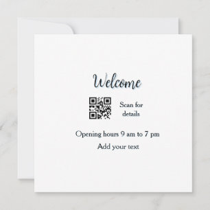 Simple welcome opening welcome barcode QR add name Thank You Card