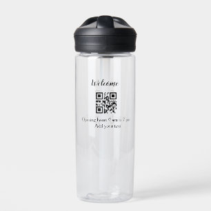 Simple welcome opening welcome barcode QR add name Water Bottle
