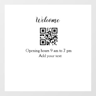 Simple welcome opening welcome barcode QR add name Window Cling