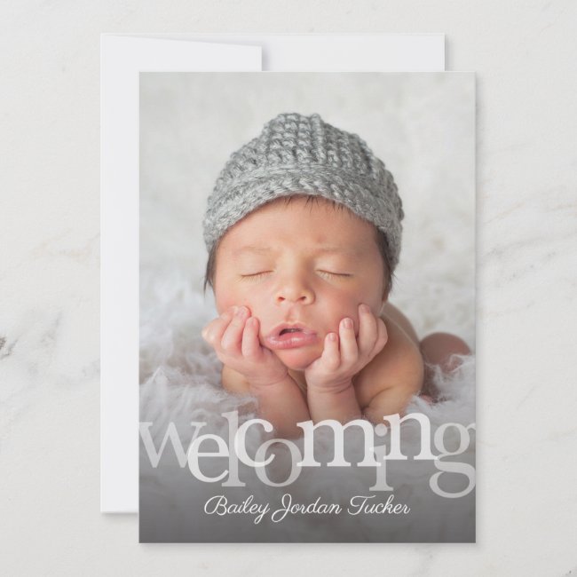 Simple Welcome Overlay Photo Birth Announcement