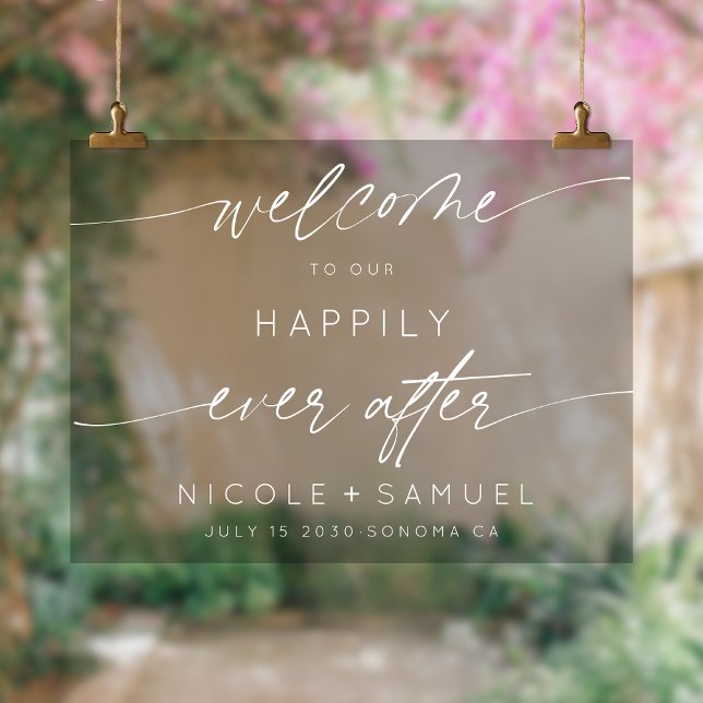 Simple Welcome To Our Happily Ever After  Acrylic Sign (Creator Uploaded)
