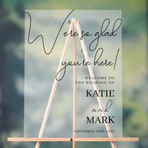 Simple Welcome To Our Wedding Frosted White & Blac Acrylic Sign