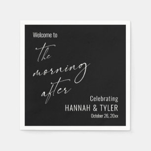 Simple Welcome to The Morning After Black Napkins