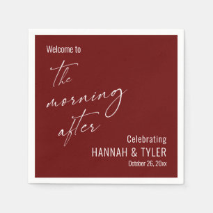 Simple Welcome to The Morning After Burgundy Napkins