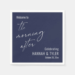 Simple Welcome to The Morning After Navy Napkins