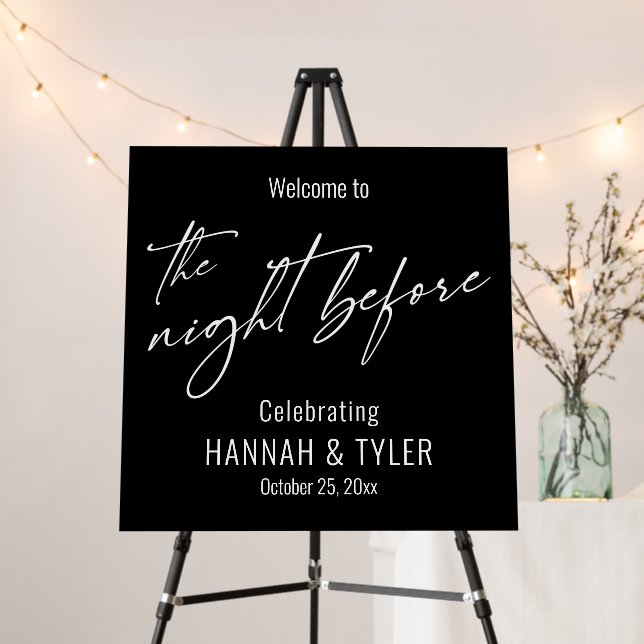 Simple Welcome to The Night Before Black Foam Board (In Situ (Stand))