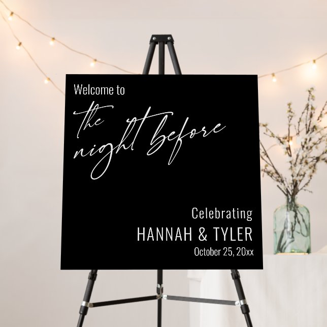 Simple Welcome to The Night Before Black Foam Board (In Situ (Stand))