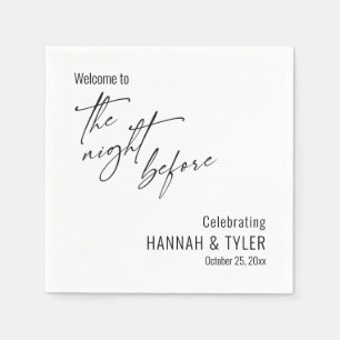 Simple Welcome to The Night Before Black & White Napkins
