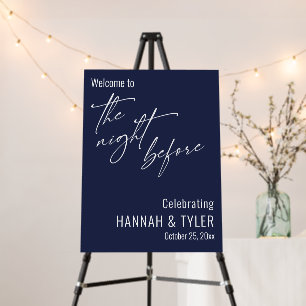 Simple Welcome to The Night Before Navy Blue Sign