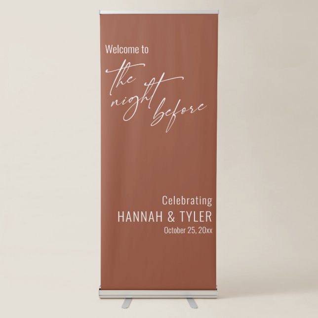 Simple Welcome to The Night Before Terracotta Retractable Banner (Front)
