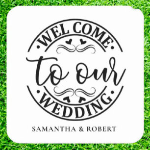 SIMPLE WELCOME WEDDING SQUARE PAPER COASTER