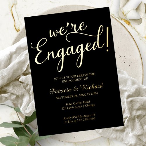 Simple Were Engaged Engagement Party Foil Invitation