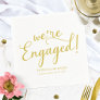 Simple We're Engaged Engagement Party Gold Napkins