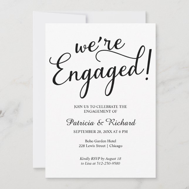 Simple We're Engaged Engagement Party Invitations (Front)