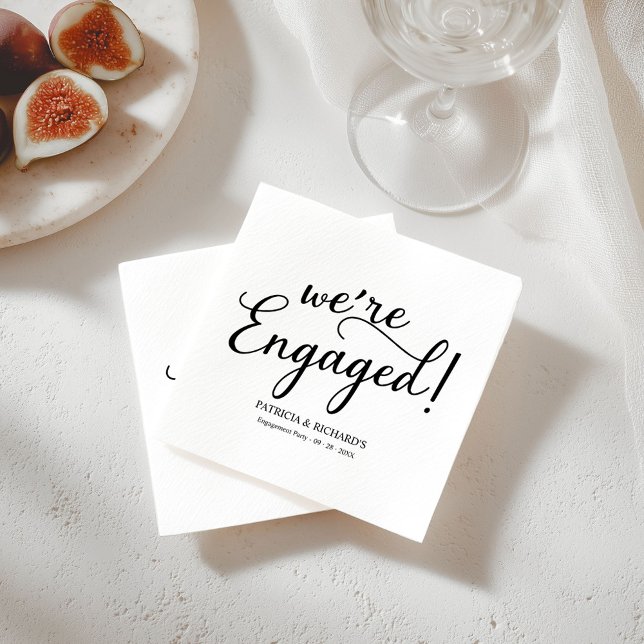Simple We're Engaged Engagement Party Napkins (Creator Uploaded)