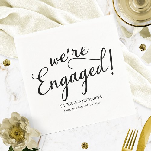 Simple Were Engaged Engagement Party Napkins