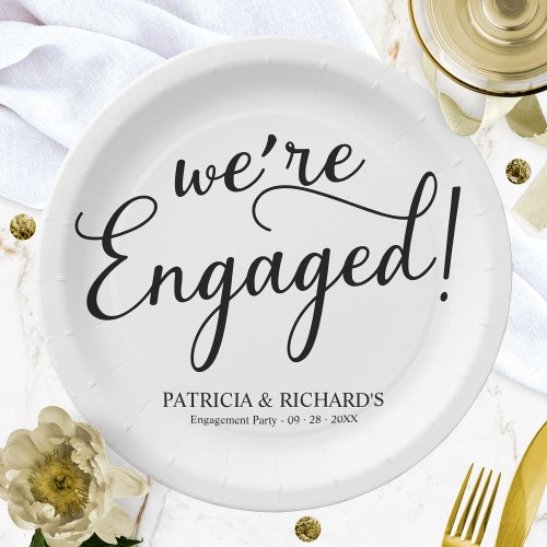 Simple Were Engaged Engagement Party Paper Plates