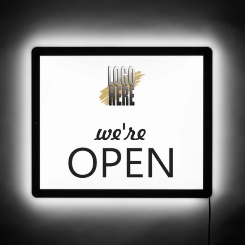 Simple Were Open with Business Logo LED Sign