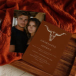 Simple Western Bohemian Cow Skull Photo Wedding  Invitation<br><div class="desc">Simple,  minimalist design features a western bohemian cow skull on a desert orange background. All text and colors are completely editable. Replace our photo with your favorite photo.</div>