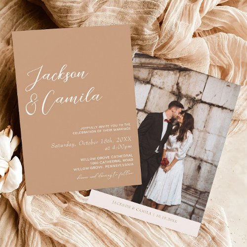 Simple Western Boho Desert Photo Wedding Invitation