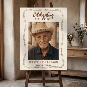 Simple Western Cowboy Celebration of Life Funeral Foam Board