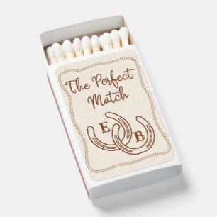 Simple Western Horseshoe Wedding Monogram Matchboxes