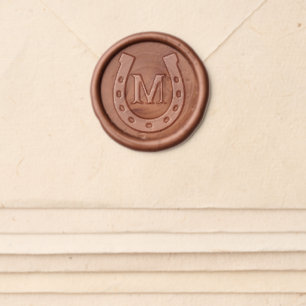 Simple Western Horseshoe Wedding Monogram Wax Seal Sticker