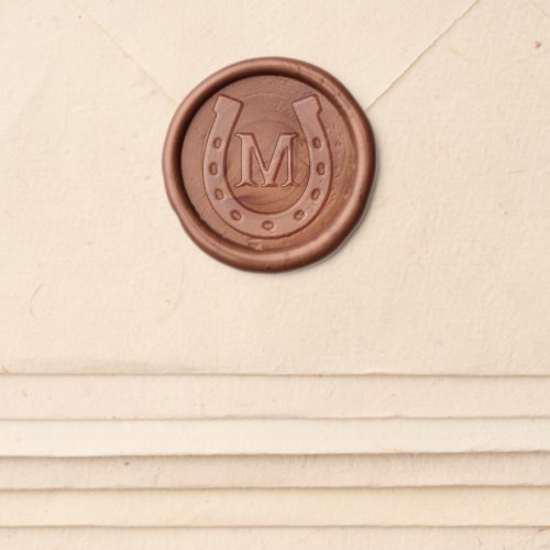 Simple Western Horseshoe Wedding Monogram Wax Seal Sticker