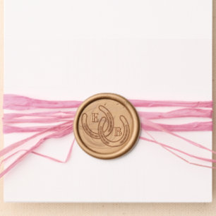 Simple Western Horseshoe Wedding Monogram Wax Seal Sticker