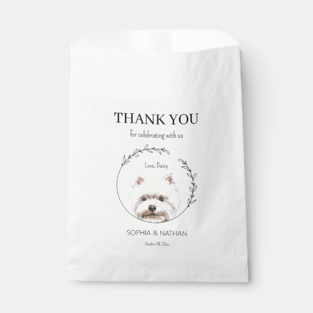 Simple Westie Wedding Thank You Favor Bag (Front)
