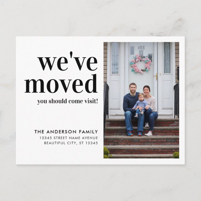 Simple We've Moved Change of Address Photo Moving Announcement Postcard (Front)