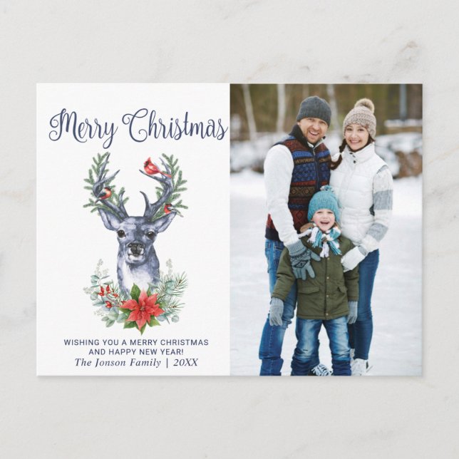 Simple What a Year Merry Christmas Greeting Holida Holiday Postcard (Front)