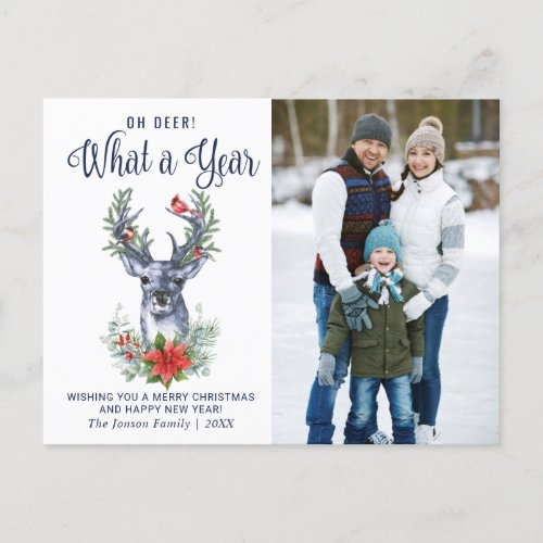 Simple What a Year Merry Christmas Greeting Holiday Postcard