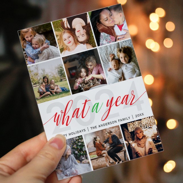 Simple What A Year Photo Collage Holiday Card (Creator Uploaded)