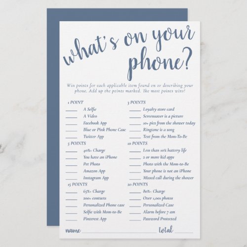 Simple Whats on Your Phone  Dusty Blue Game Card