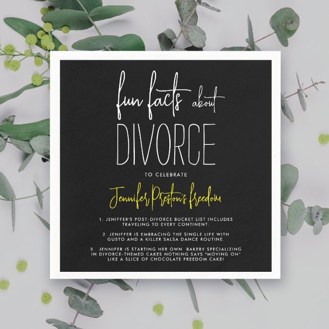 Simple Whimsical Black White Fun Facts Divorce  Napkins (Creator Uploaded)