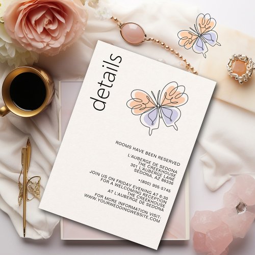 Simple Whimsical Butterfly Coral and Violet Enclosure Card
