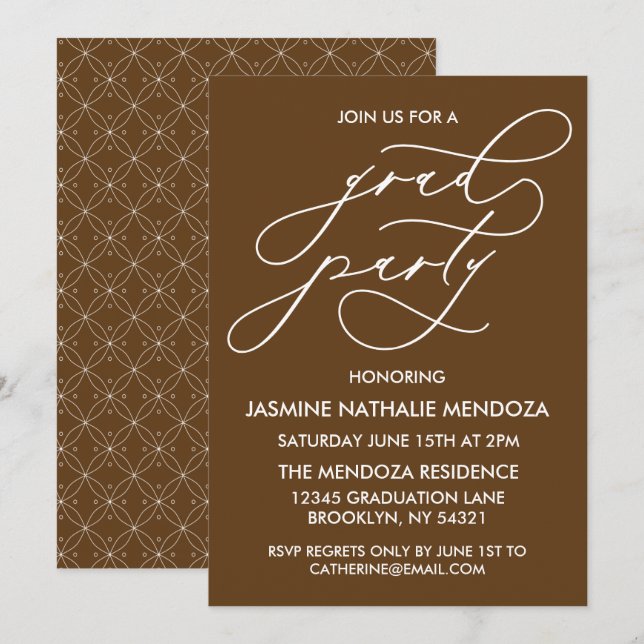 SIMPLE WHIMSICAL CALLIGRAPHY GRADUATION INVITATION (Front/Back)