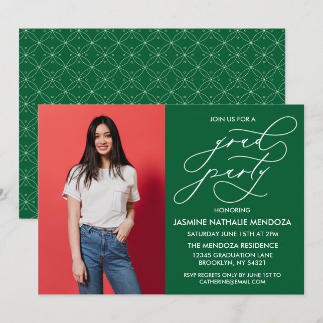 SIMPLE WHIMSICAL CALLIGRAPHY GRADUATION INVITATION (Front/Back)