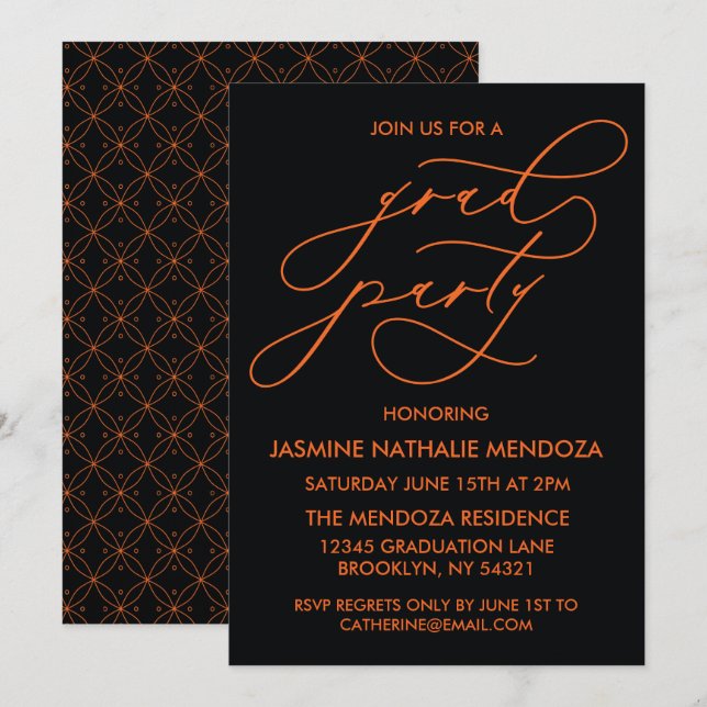 SIMPLE WHIMSICAL CALLIGRAPHY GRADUATION INVITATION (Front/Back)